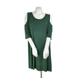 Heart & Hips Green Cold Shoulder Soft Casual Dress